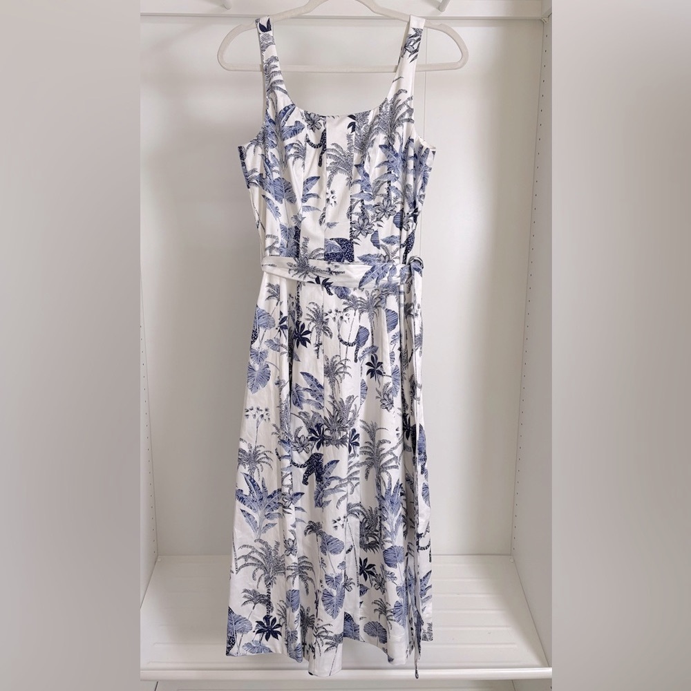 Anne Klein Blue and White Fit N Flare Midi Dress - Picture 3 of 4
